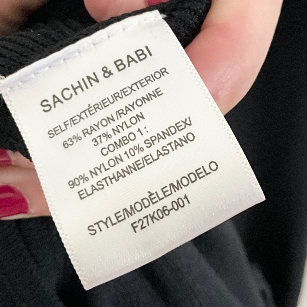 Sachin&Babi Black Ruffle Hem Maxi Dress Sheer Mesh Yoke Column Gown Floor Length - Picture 11 of 11